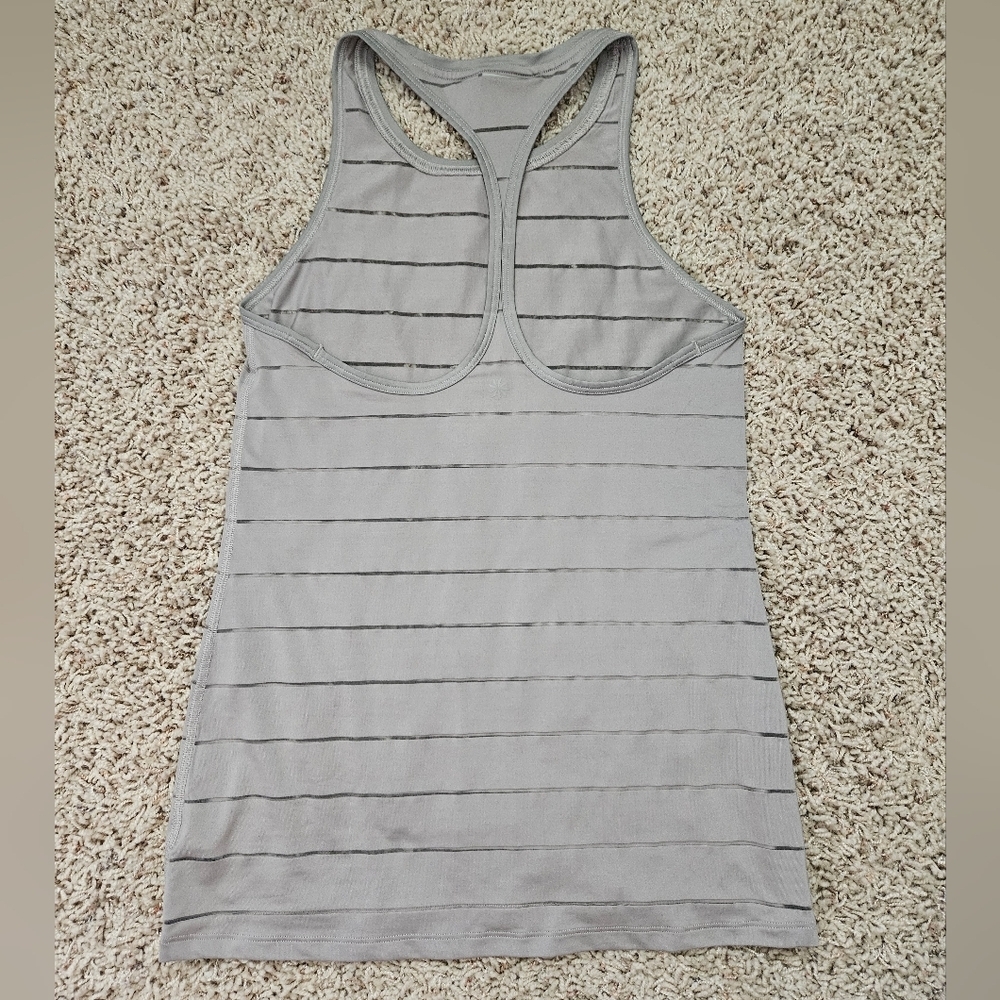 Woman's Athleta Stripe Mesh High Neck Chi Tank Gray - xxs, can fit larger - Picture 13 of 13